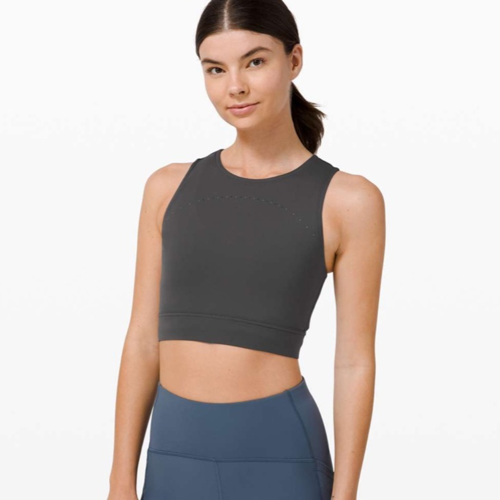 Lululemon Hotty Hot Cropped Tank NWT Graphite Grey 6